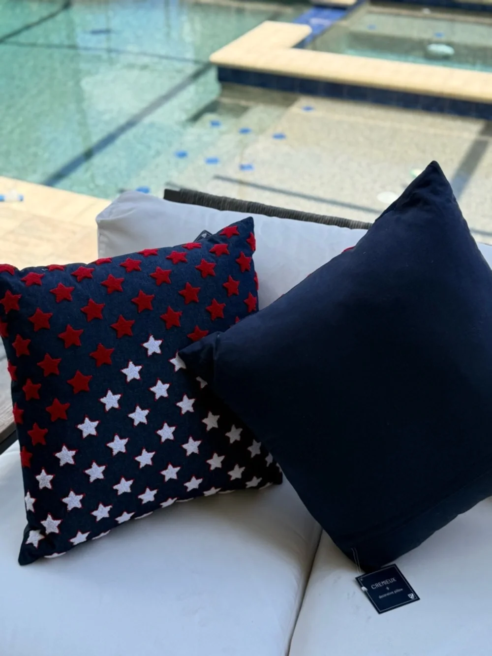 Dillards Cremieux Navy Star Pattern Accent Pillow - Red & White, Blue Stars
